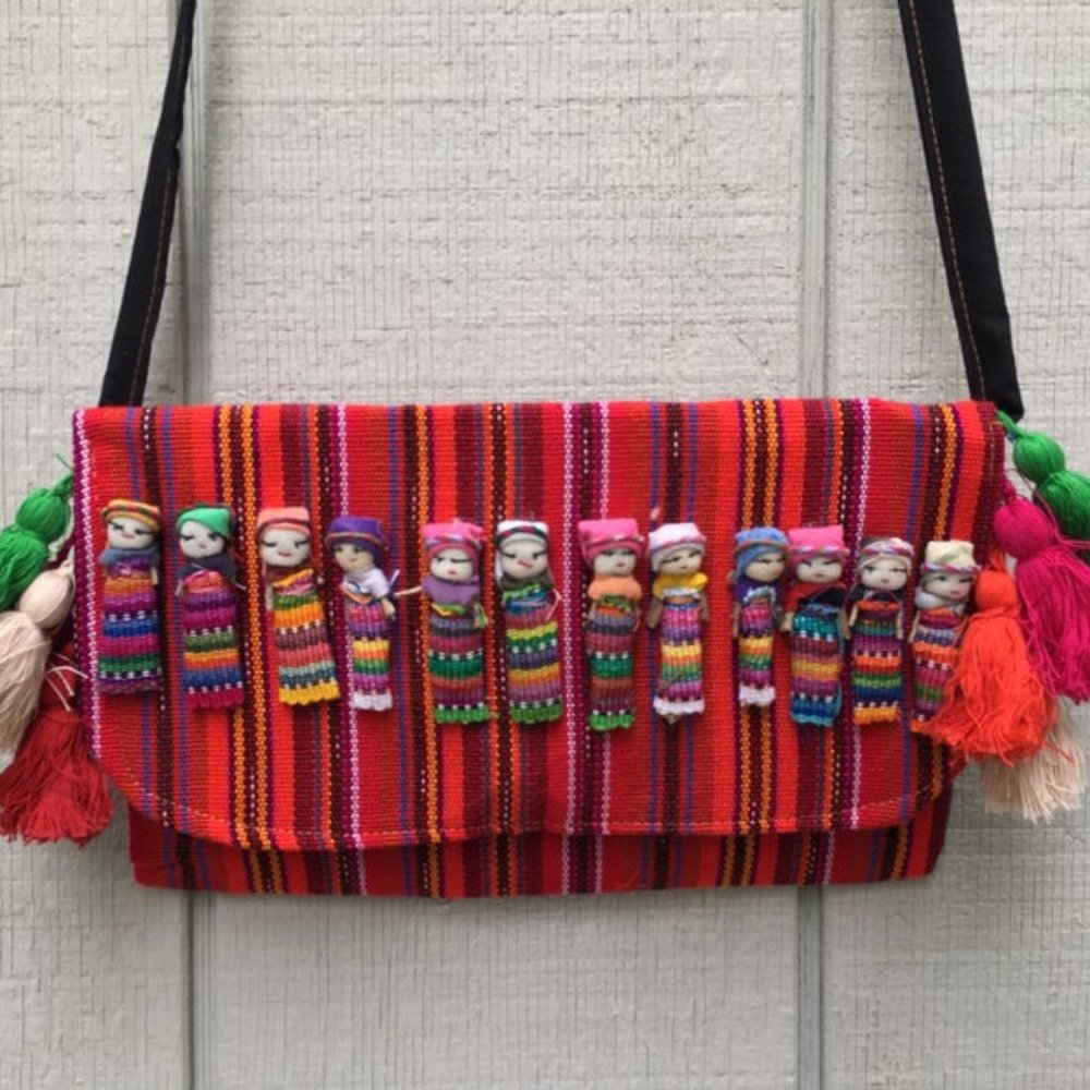 Handmade Mexican Worry Doll Cross-Body Bag